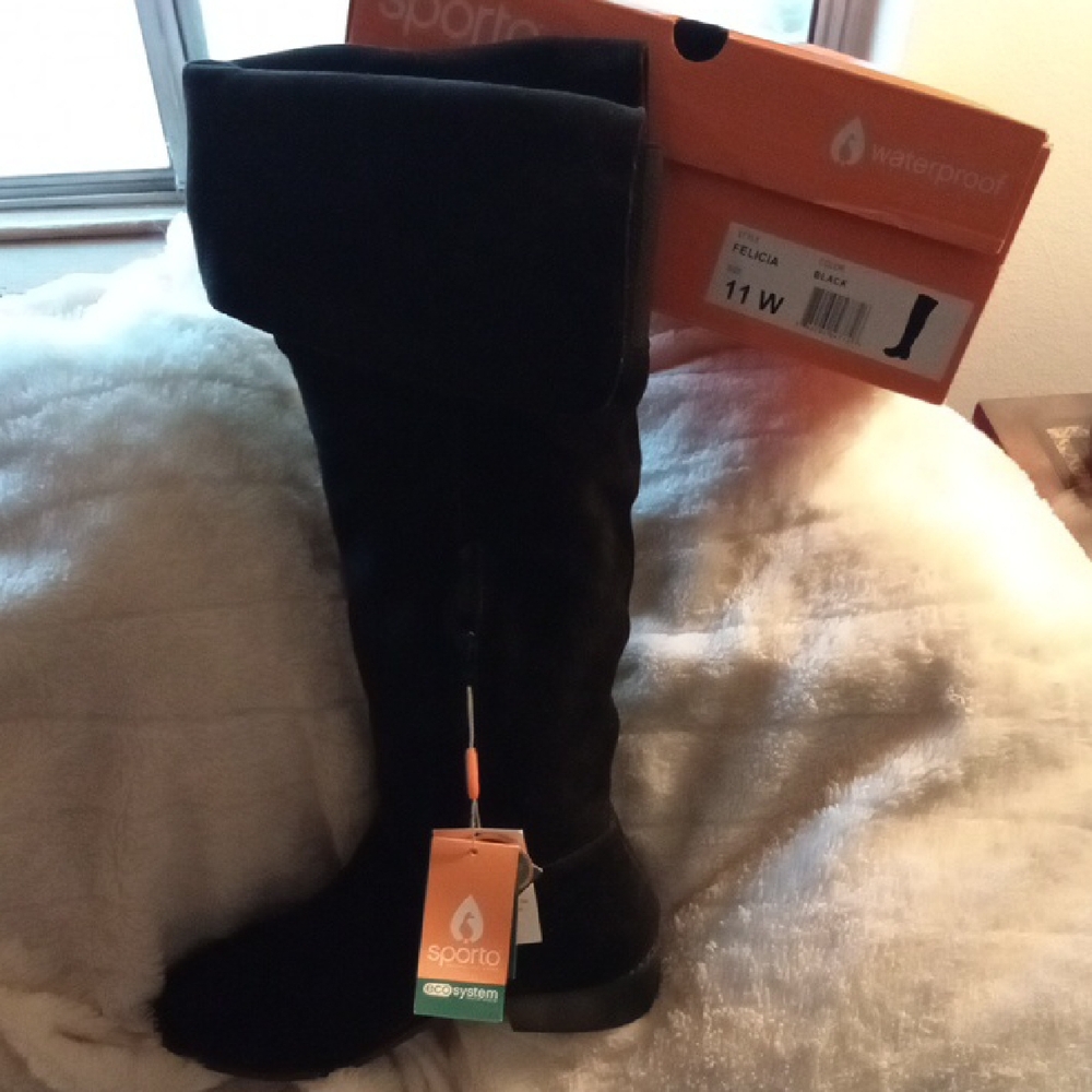 Sporto Black Over the Knee Boots Sleek Suede Design